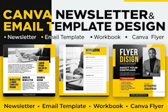 design canva newsletter, email template, canva flyer and workbook design