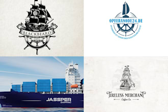 do modern marine, boat, yacht, and shipping brand logo