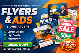 design attractive print ad, magazine ad, newspaper ad, flyer one pager