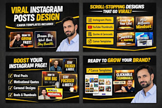design canva templates, instagram posts, thumbnails, quotes