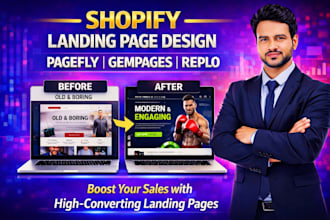 design, build or clone shopify landing page using pagefly, gempages or replo