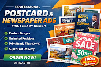 design attractive print ready postcard or newspaper ad