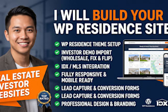 design a wp residence real estate investor website with idx mls lead generation