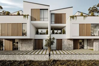 reconstruct building exterior, futuristic minimalism, uk house, front elevation
