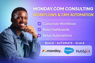 build monday workflows and dashboard and setup crm automation as a consultant