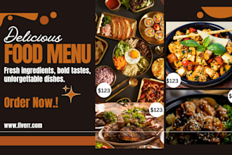 design amazing editable food restaurant menu, and animated food menu