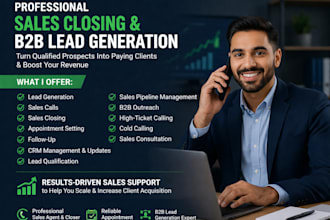 sales closer, high ticket closer, appointment setter and b2b lead generation
