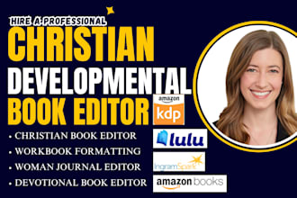 proofread, copy edit, format, workbook, devotional christian book editor