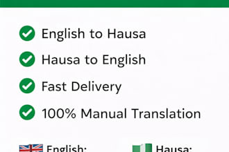 translate english to hausa and hausa to english professionally