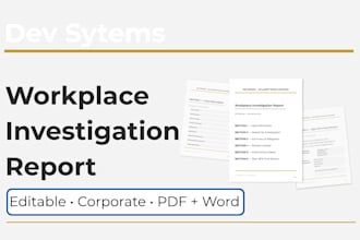 build a professional editable workplace investigation report system