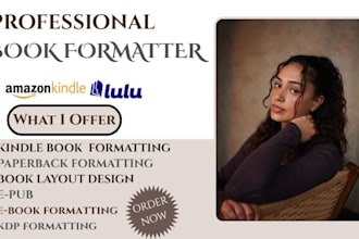 format your book, ebook, kindle book and design your book layout and book design