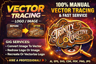 vector tracing, replicate, redraw, convert image to vector, logo to vector