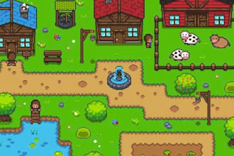 do top down pixel art tileset, game asset, rpg maker, tile map, pixel tileset
