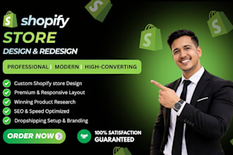 design shopify website, build shopify store, landing page, and redesign
