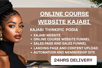 design kajabi course website and online course website funnel