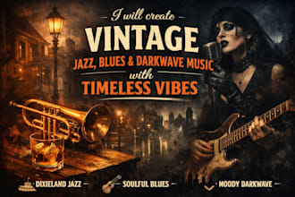 compose vintage jazz, blues, and darkwave music for your project