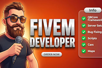 create and setup a custom fivem qbcore server with scripts and UI
