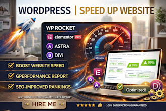 wordpress speed optimization speed up website wp rocket elementor pro astra divi