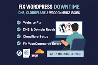 fix wordpress errors, downtime, dns and woocommerce issues