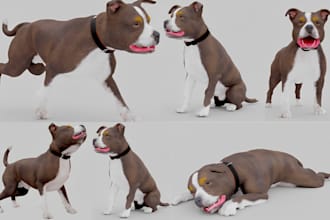 custom realistic pitbull, staffordshire, chihuahua dog 3d model for 3d printing