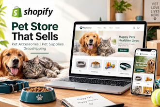 design a converting pet shopify store pet accessories pet supplies dropshipping