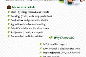 do botany, plant physiology, seed science and agriculture research writing