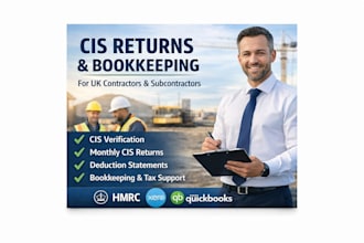 handle cis returns, bookkeeping for UK contractors and subcontractors
