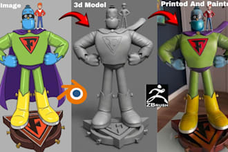 convert 2d image photo to 3d model figure 3d toy miniature stl for 3d printing