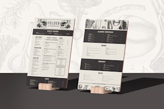create a custom, professional print ready menu
