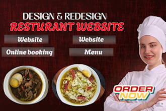 design restaurant website with online menu ordering system