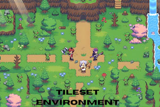 do 2d top down pixel art tileset rpg game map character art asset tile map