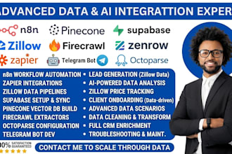 do n8n pinecone supabase zillow firecrawl zenrow zapier telegram bot octoparse
