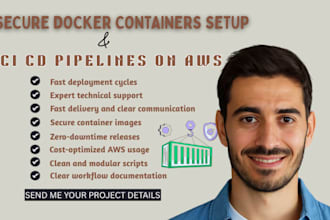 setup secure docker containers and ci cd pipelines on AWS