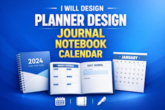 design minimalist planner journal notebookcover and calender