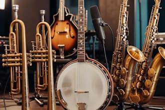 record pro brass horn section trumpet saxophone mandolin banjo for country music