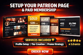 setup patreon page, patreon profile, patreon paid membership site promotion