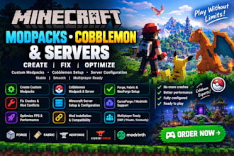 create fix or optimize minecraft modpack mods, cobblemon modpacks, servers setup
