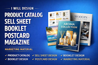 design product catalog sellsheet booklet postcard or magazine