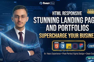 create a website landing page and html portfolio website