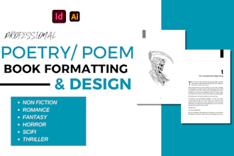 design poetry book formatting, poem book chapbook, fiction, memoir formatting