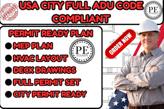 united state adu full permit set,hvac and mep plan,permit ready plan,deck plan