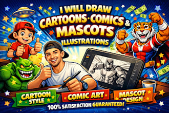draw cartoon, comic illustrations and mascot characters