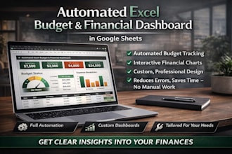 design automated excel spreadsheet for budget planner, personal finance tracker
