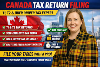 handle canada tax return, individual t1 t2 cra tax  selfemployed tax uber driver