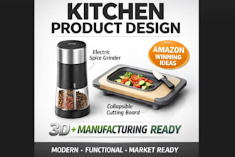 create modern smart tools kitchen product concept design for amazon fba sellers