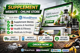 design peptide website, research peptide store, supplement store website