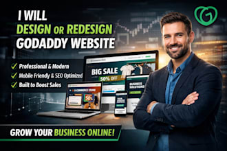 design godaddy website or redesign godaddy site develop godaddy business website
