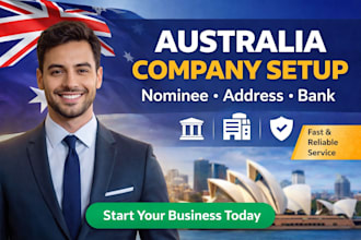 setup australia company with nominee, bank and address and full compliance
