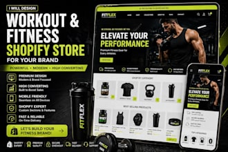 design workout or gym shopify store and fitness shopify store for your brand