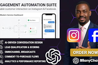 build instagram, facebook manychat chatbot manychat lead generation, automation